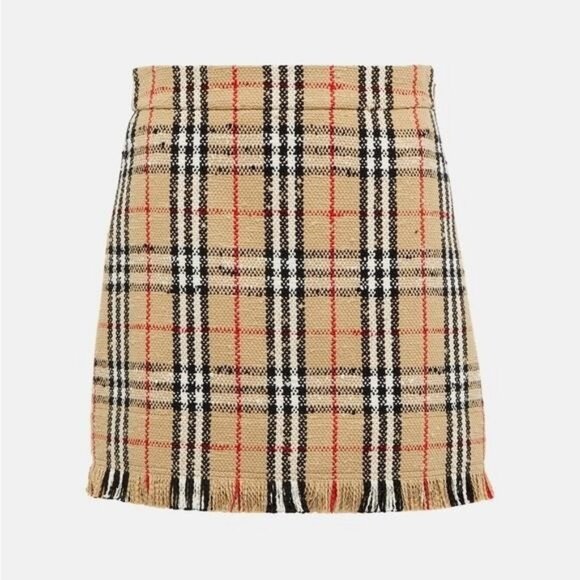 New Authentic BURBERRY Vintage Check Bouclé Mini Skirt | Size 0 | Archive Beige - Picture 5 of 12